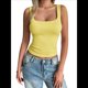 thumbnail image 2 of Camiseta Sin Mangas con Cuello Cuadrado para Mujer, de Doble Capa, Básica, para Entrenamiento de Verano, Informal Amarillo S, 2 of 7