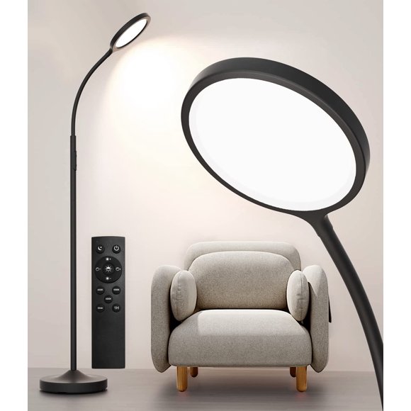 luckystyle Floor Lamp,Super Bright Dimmable LED Lamps for Living Room, Custom Color Temperature Standing Lamp with Remote Push Button, Adjustable Goo