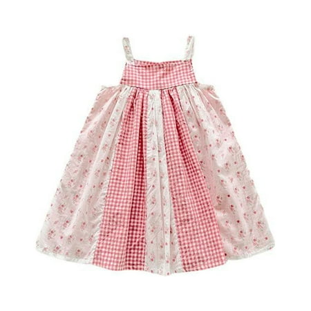 

Child Baby Girls Dress Floral Printed Sleeveless Square Neck Summer Lovely Loose Fashion For 3 To 8 Years Sundress Comfortable Cozy Dresses