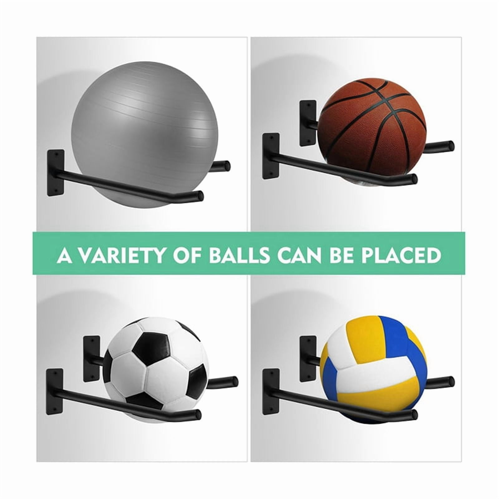 6 x Exercise Ball Wall Rack-Black