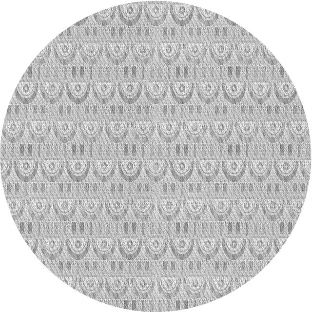 Ahgly Company Tapis Rond Lavable en Machine Intérieur Transitionnel Gris Foncé, 4 Pieds Rond