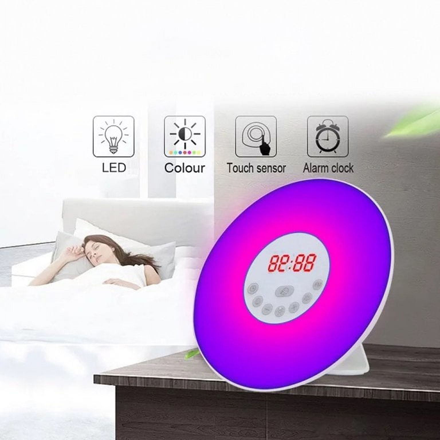 XIHAMA-Digital Radio Clock Sunset Sunrise Simulation Tabletop Dimmable Adjustable Colorful LED USB Powered Alarm Clocks Home Supplies