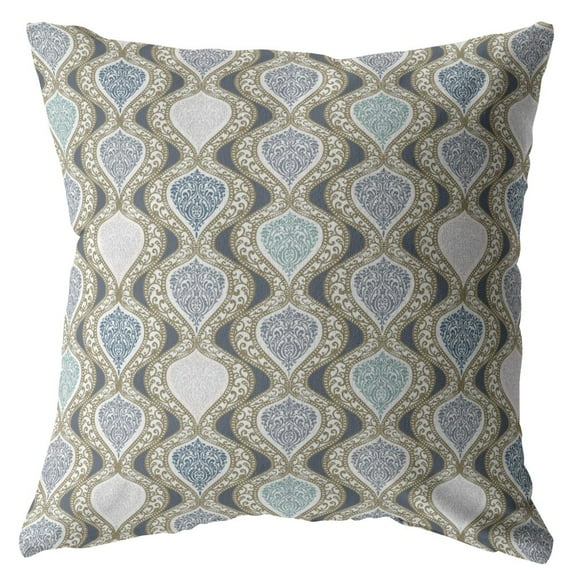 20â€ Gray Ogee Indoor Outdoor Throw Pillow