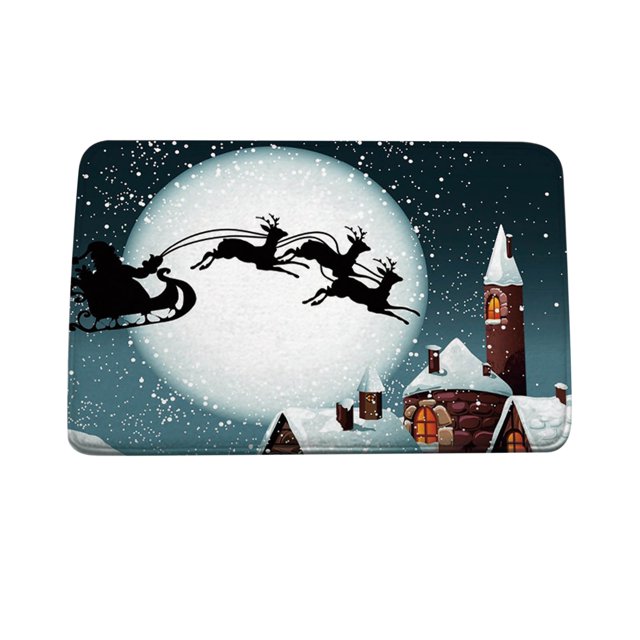 Alfombrilla de puerta de casa de dibujos animados de Navidad, alfombrilla absorbente, alfombrilla de suelo de cocina para sala de estar Wmkox8yii HFSH5612