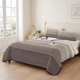 thumbnail image 2 of Queen Quilt Set 90''x96'', Brown Beige Ombre Lightweight Summer Bedspread Coverlet Set with 2 Pillow Shams, Farmhouse Vintage Wooden Striped Breathable All Season Quilt Bedding for Bedroom/Guest Room, 2 of 9