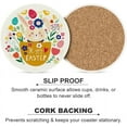 thumbnail image 5 of Round Drink Coasters, 4 Pcs Happy Easter Rabbit Flowers Absorbent Ceramic Coaster with Cork Base for Coffee Cups Housewarming Gift for Home Decor, 5 of 5