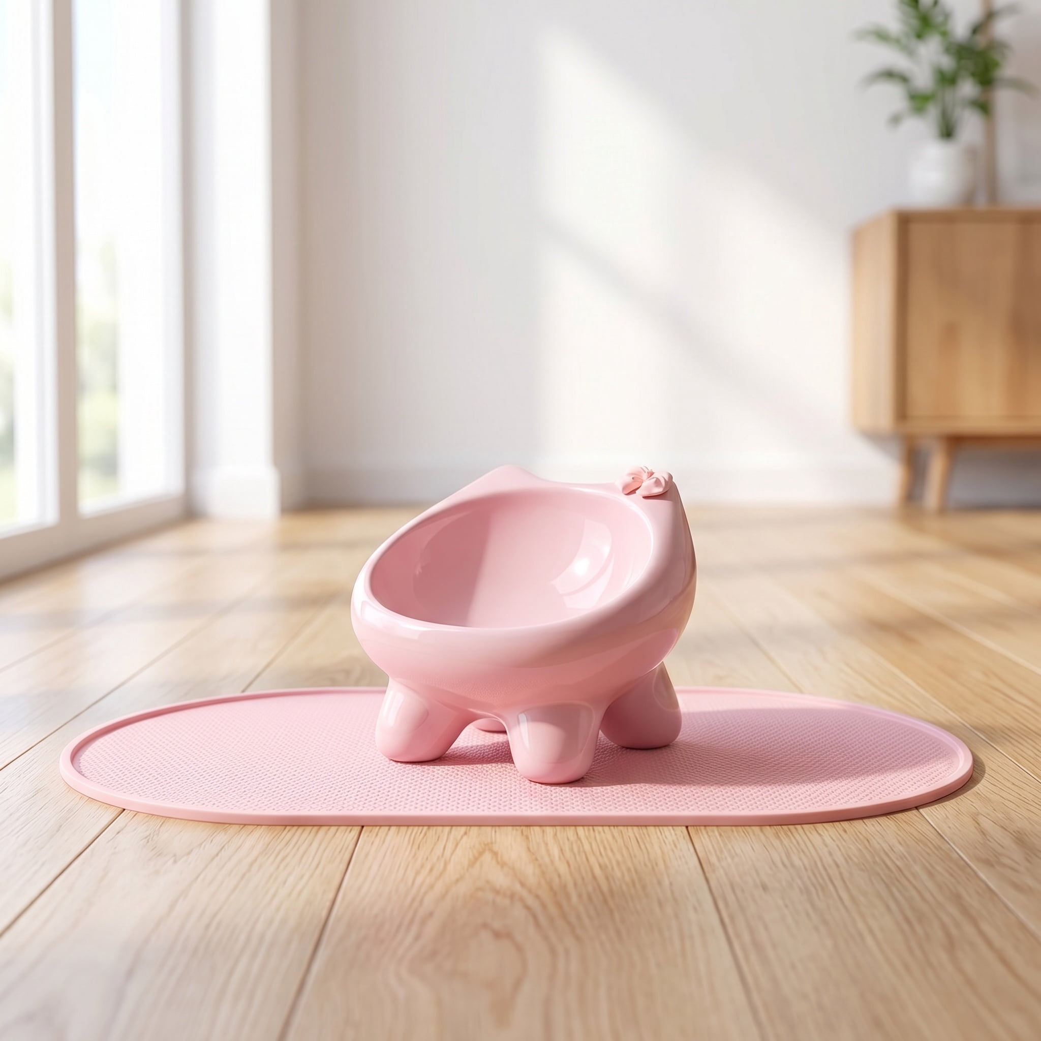 Elevated Ceramic Cat Bowl, Anti-Vomit Ergonomic Tilted Small Dog Food Water Bowl, Neck Protection Stress-Free Pet Feeder with Non-Slip Base, 3oz Capacity, Dishwasher Safe