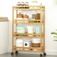 thumbnail image 2 of iKayaa 4-Tier Slim Storage Cart of High Mountain Solid Bamboo Kitchen Organizer Slide-Out Mobile Storage Cart Rolling Pantry Shelf Kitchen Shelving Unit Utility Cart, 2 of 8