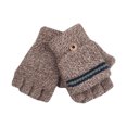 thumbnail image 2 of Dyfzdhu Winter Big Children Gloves Half Finger Knit Gloves AB-yarn Boy Gloves Brown, 2 of 2