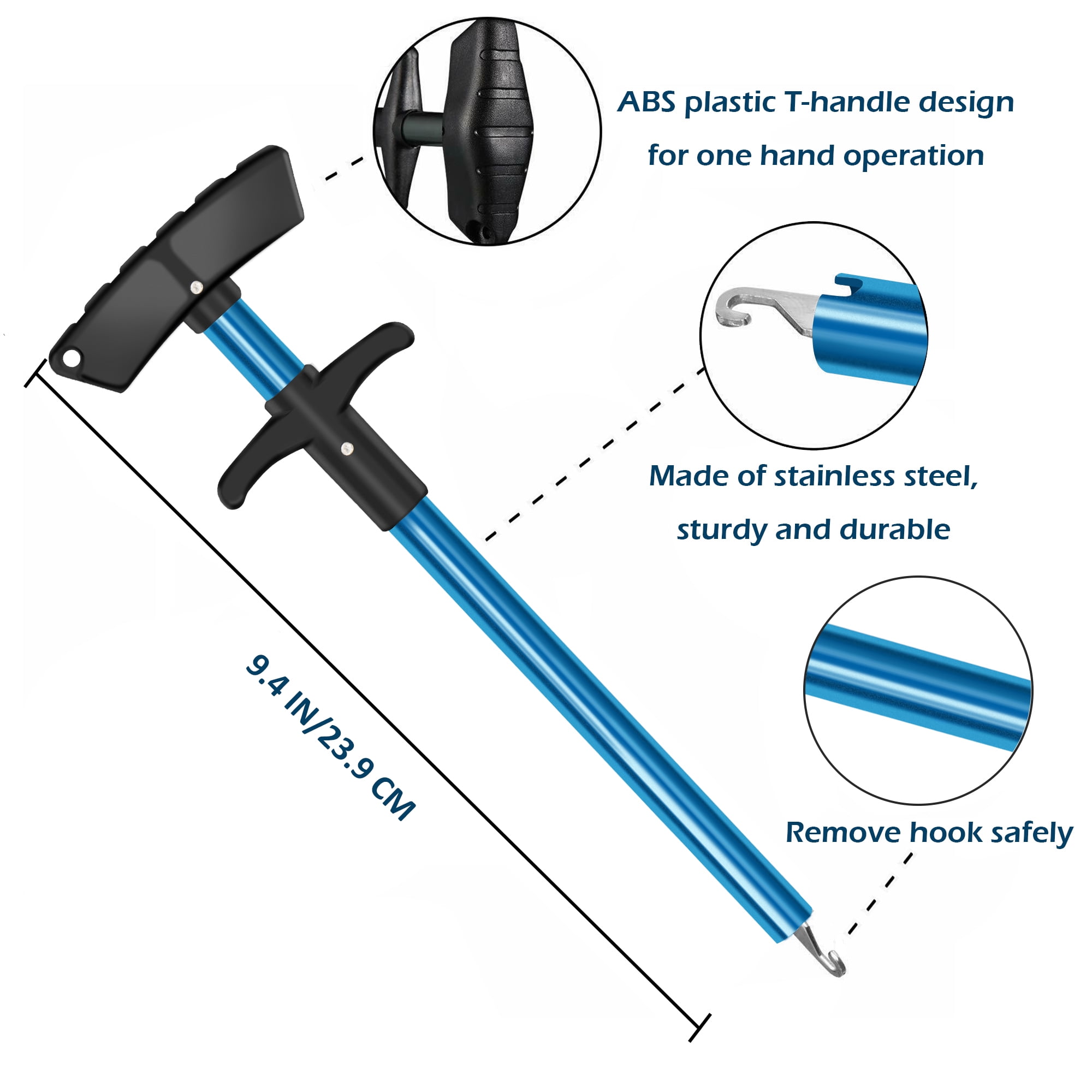 Bombrooster 4-in-1 Fishing Tool Kit: Landing Net, Pliers, Fish Gripper, Hook Remover. Kayak Fishing Gear & Boat Fishing Accessories for Freshwater Saltwater Fishing