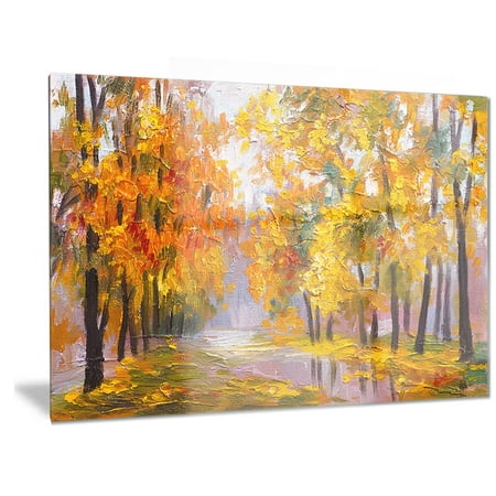 Leaf Design Wall Grille - DESIGN ART Designart 'Full of Fallen Leaves' Landscape Metal Wall Art