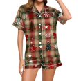 thumbnail image 5 of Enjoytime Womens Pajamas Christmas Print Short Sleeve 2 Piece Loungewear Sets Holiday Casual Comfy Button Down Sleepwear, 5 of 6