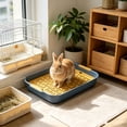 thumbnail image 4 of Small Animal Litter Box with Grid, Pet Potty Training Tray for Rabbits Hamsters Guinea Pigs Hedgehogs Chinchillas Ferrets, Easy-Clean Cage Toilet with Splash Guard Fence, Blue, for Cage Training, 4 of 6