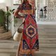 thumbnail image 2 of Vestidos para mujer, moda, cuello en V, vestido largo diario, manga corta, falda de mujer, estilo bohemio, vestidos con abertura, ropa de verano para mujer, 2 of 2