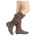 thumbnail image 3 of BURUDANI Womens Wide Calf Faux Fur Slouchy Low Heel Side Zip Knee High Boots Wide/Calf/Taupe Size 12, 3 of 6