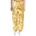 thumbnail image 3 of Yeahdor Boys Girls Metallic Shiny Cargo Trousers Jazz Hip-Hop Street Dance Pants Joggers Sweatpants Gold 8, 3 of 6