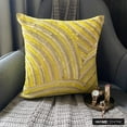 thumbnail image 5 of Yellow Pillow Shams, Sequins & Beaded Sparkly Glitter Pillow Sham, 24x24 inch (60x60 cm) Pillow Shams, Square Silk Pillow Shams, Pillow Shams, Modern, Abstract - Pearly Yellow, 5 of 10