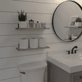 thumbnail image 2 of Estantes flotantes, estantes de madera para decoración de pared, estante de baño montado en la pared, almacenamiento gris, 2 of 4