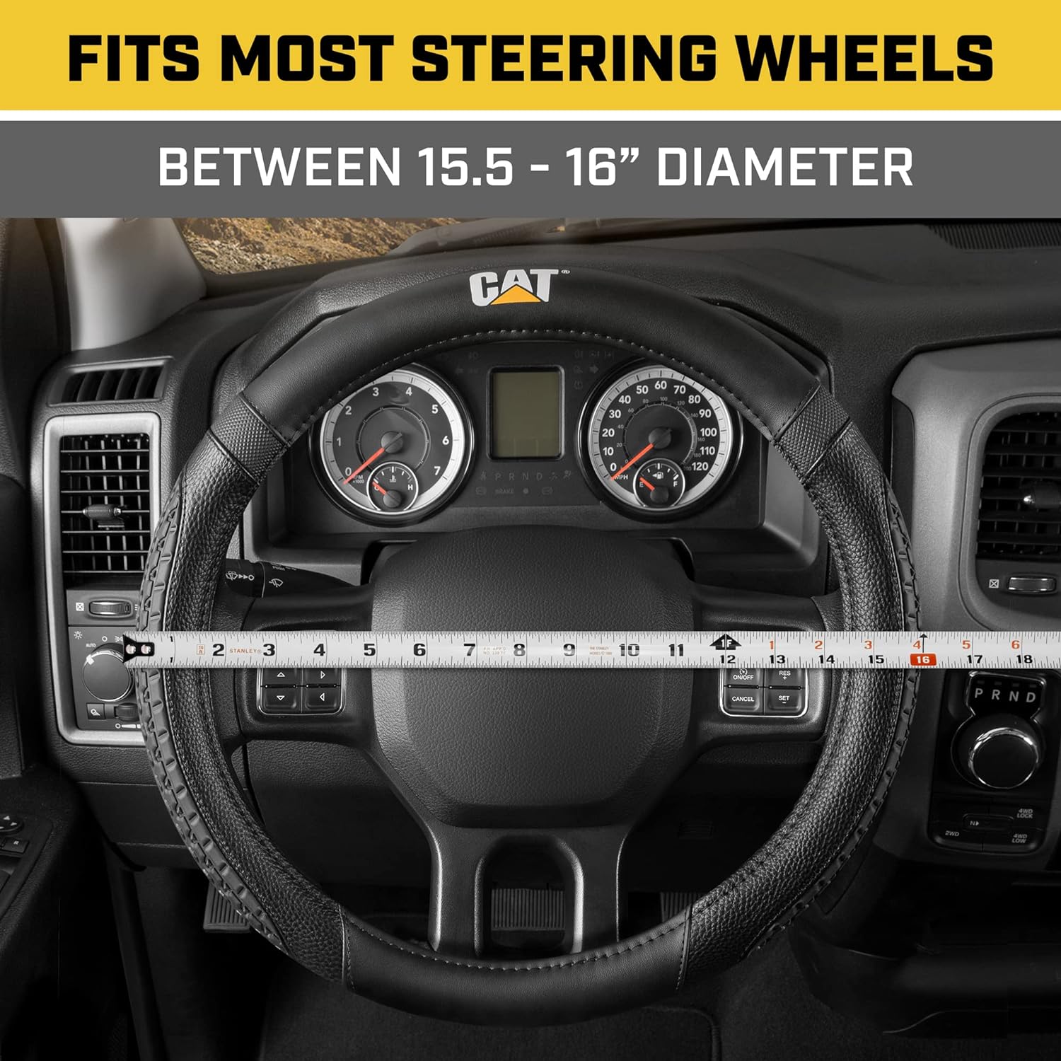 New Caterpillar 18 In Freightliner Caterpillar Leatherette Simi Truck Steering Wheel Cover Air Freshener