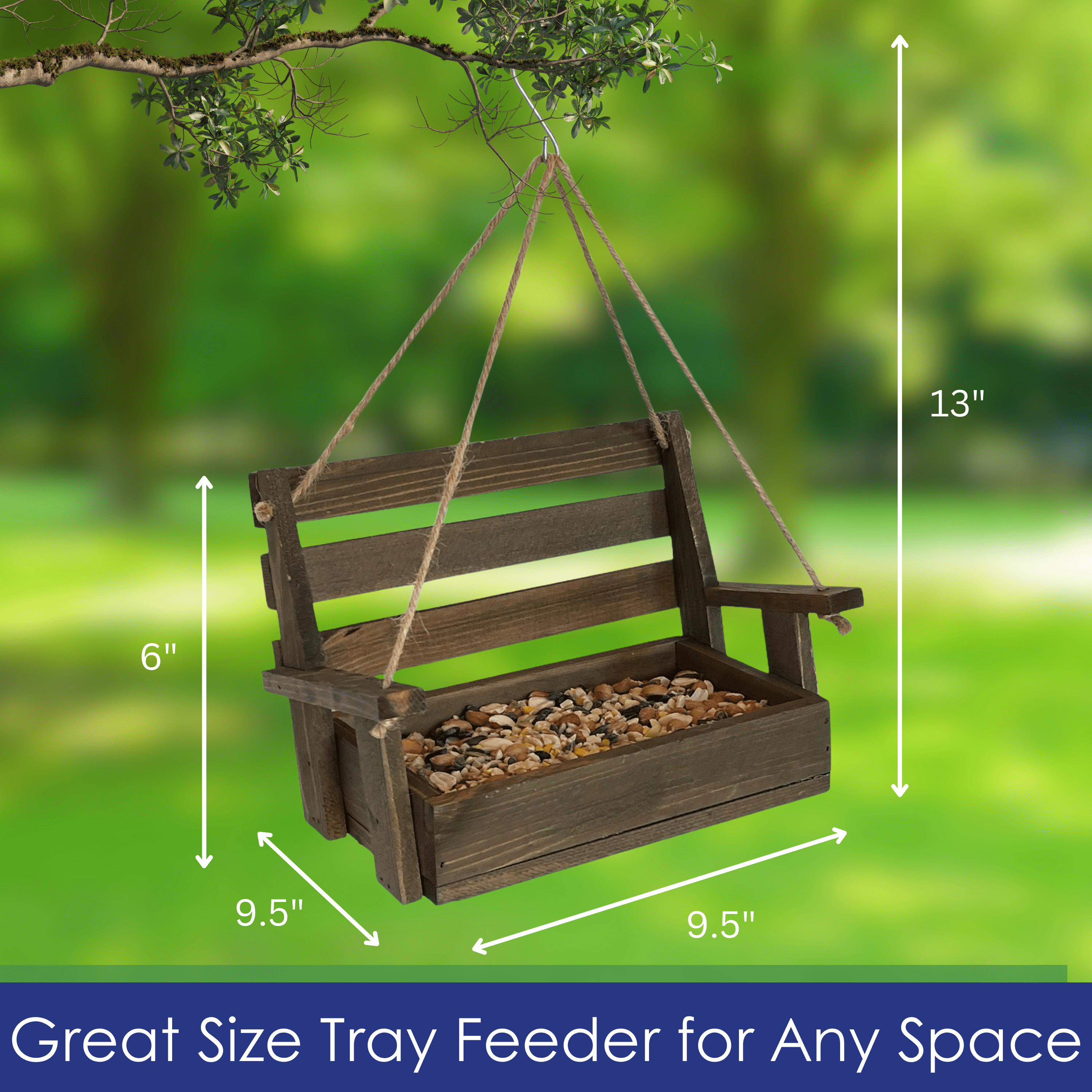 Backyard Essentials Porch Swing Bird Feeder Hanging Squirrel Feeder Brown