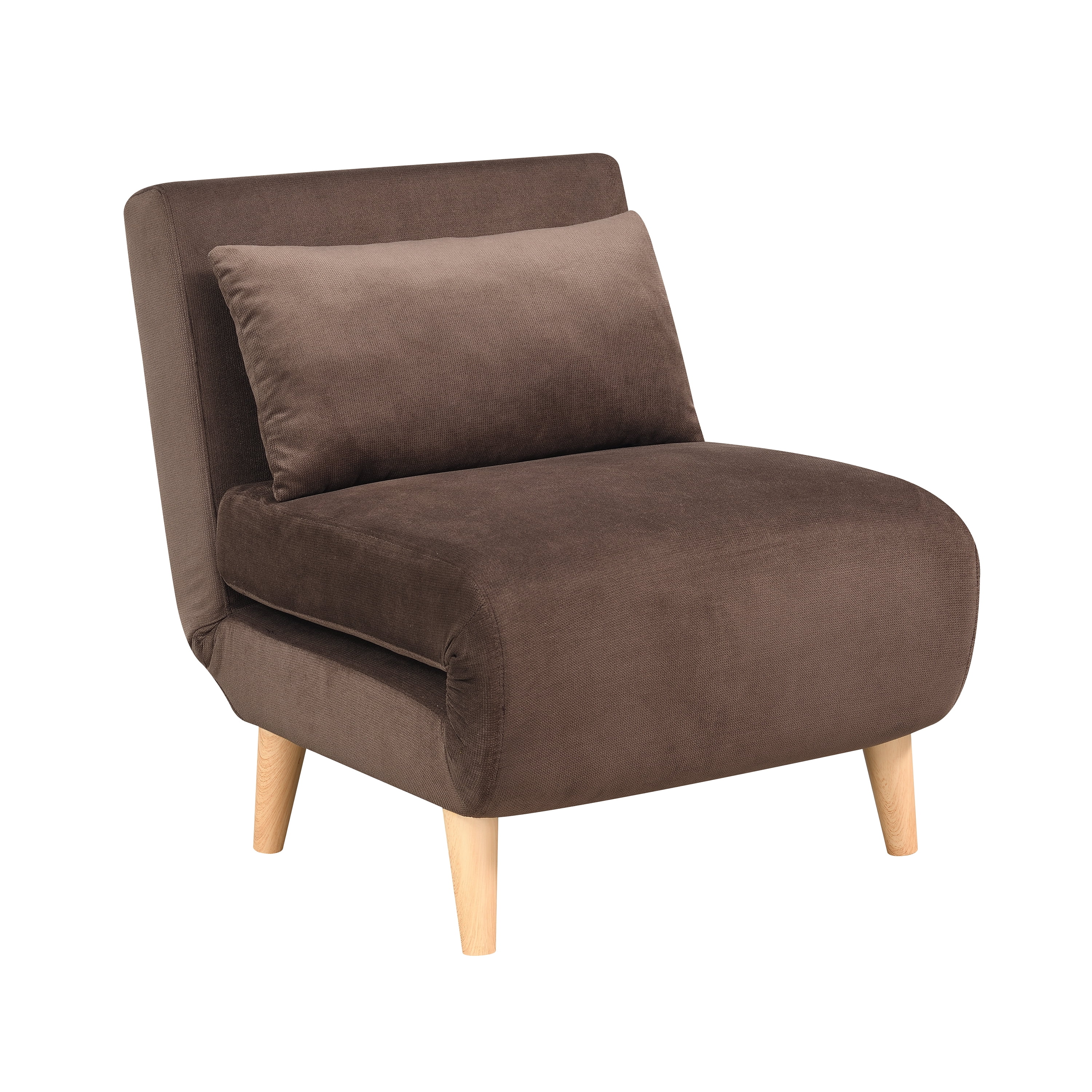 AC Pacific Folding Upholstered Dane Armless Sleeper Chair, Brown