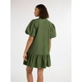 thumbnail image 4 of Free Assembly Women’s and Women's Plus Cotton Ruffle Mini Dress with Puff Sleeves, Sizes XS-4X, 4 of 5