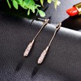 thumbnail image 3 of Par Aretes Largos Gota Elegantes Pendientes Colgantes Mujer-Rosa dorada, 3 of 5