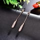 thumbnail image 3 of Par Aretes Largos Gota Elegantes Pendientes Colgantes Mujer-Rosa dorada, 3 of 5