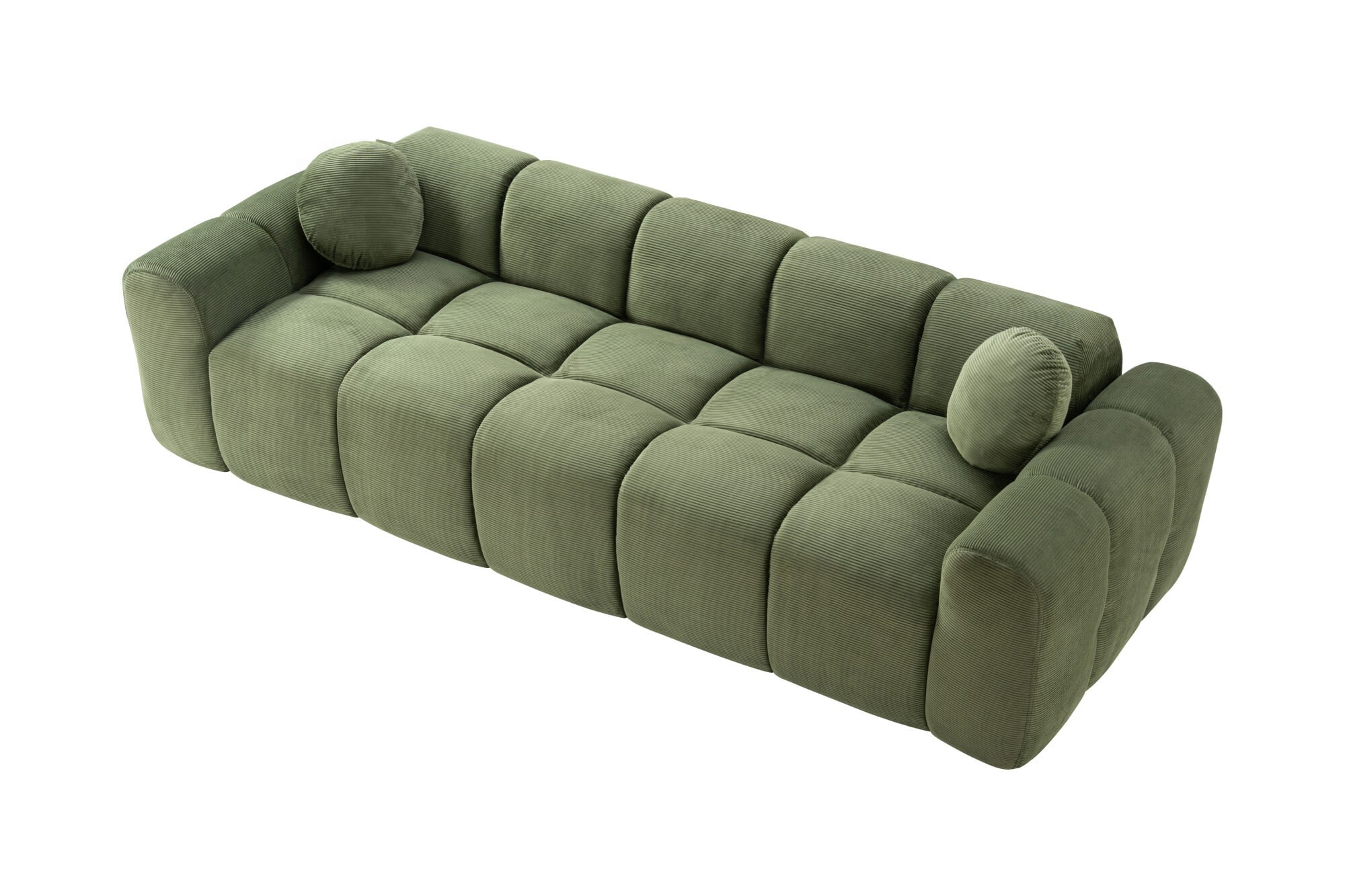 AENKYO 98" Corduroy Cloud Puff Sofa, Modern 4-Seater Bubble Block Couch, No Assembly, Sage Green