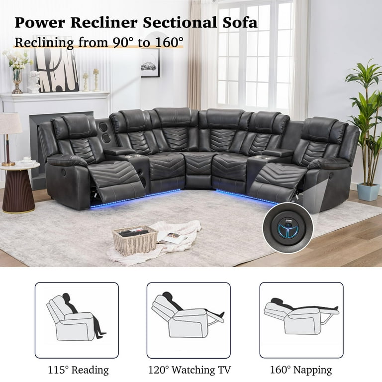 Power reclining sectional with usb ports hotsell
