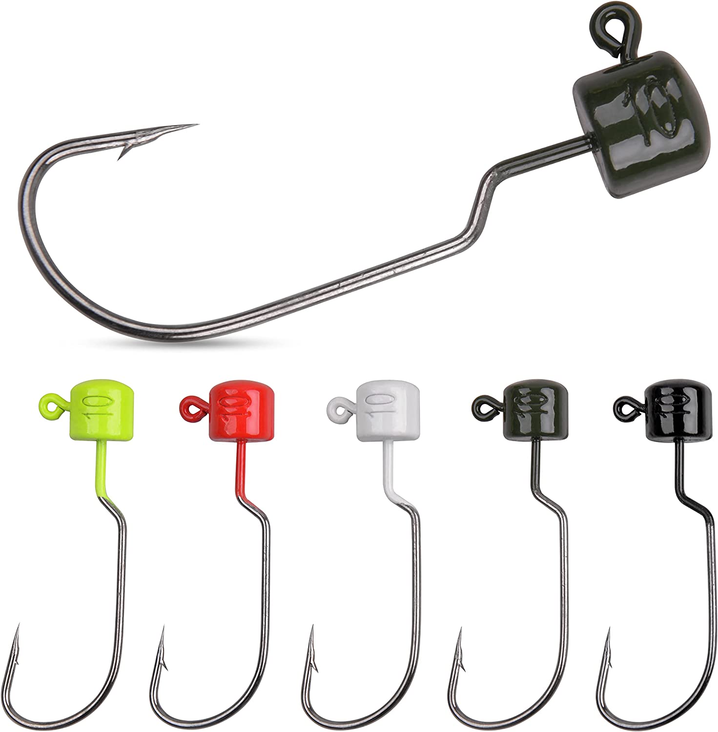 Ned Rig Jig Heads Kit,25pcs Finesse Mushroom Shroom Jig Hooks for Soft