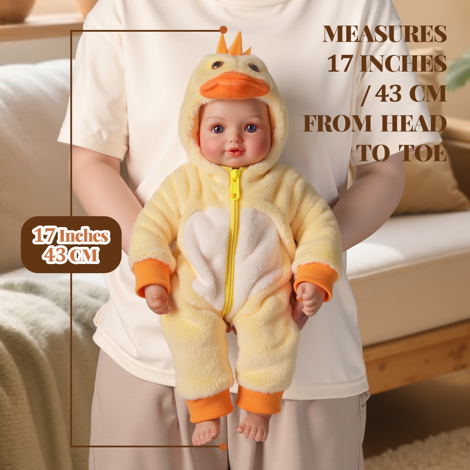 Babeside 17-Inch Baby Doll with Soft Cloth Body, Includes Outfit, Bottle & Magnetic Pacifier – Great Gift for Kids