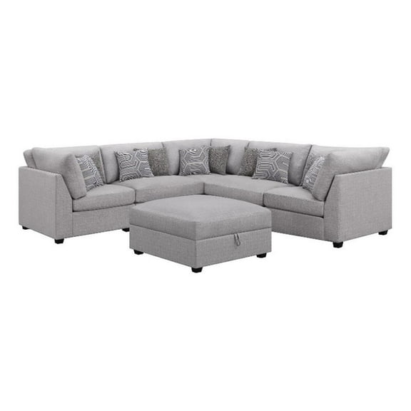 Pemberly Row 6-piece Fabric Upholstered Modular Sectional Gray