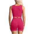 thumbnail image 3 of AUNVITO Women's Solid Color Yoga Sports Bra and Shorts Set Sleeveless Racerback Seamless Support for Athletic Fitness Outdoor Running, 3 of 4