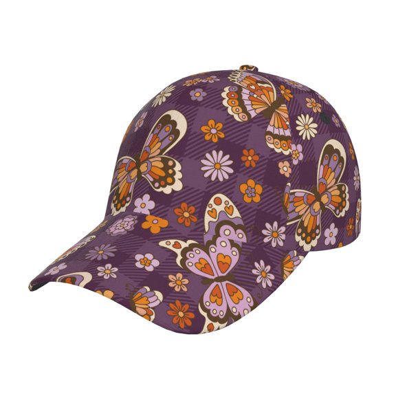 Sikiie Buffalo Plaid and Butterflys Unisex Vintage Washed Unstructured Baseball Cap Soft Cap Adjustable Unisex Baseball Hat Dad Hat