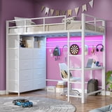 Afuhokles Twin Size Loft Bed with Desk and 8 Drawers and Charging ...