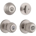 thumbnail image 1 of Fairfax Satin Nickel Front Door Knob with Deadbolt  Reversible Exterior/Interior Entry Door Knob with Key and Deadbolt Lock  Front Door Knobs with Lock/Front Door Lock  Traditional Home D, 1 of 9