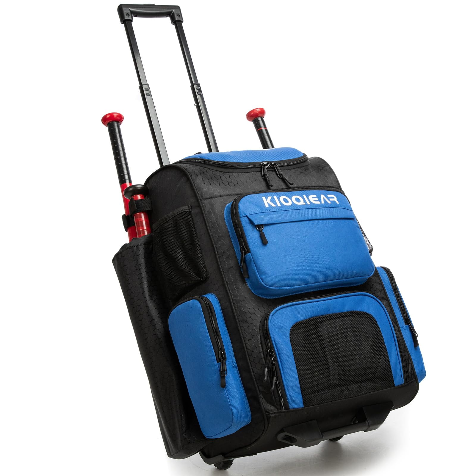 Rolling Baseball Bag with Wheels,Large Softball Bag with Fence Hook for 4 Bats & Equipment,Lightweight Baseball Bat Bag with Shoe Compartment.