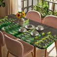 thumbnail image 3 of Spring Leaves Table Cloths for 5 Foot Rectangle Tables, Pastoral Garden Botanical Brown Wooden Patio Waterproof Elastic Fitted Tablecloths, Washable Rectangular Table Cover for Camping, 3 of 8