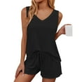 thumbnail image 5 of Kilaqueen Pajamas for Women Set Solid Color Sleeveless V Neck Tank Tops and Shorts Comfy Soft Summer 2 Piece Sets, 5 of 6