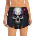 thumbnail image 2 of Susaid Modern Abstract Colorful Skull C Print Women's High Waisted Running Shorts Quick Dry Athletic Gym Track Workout Shorts Zip Pocket-Small, 2 of 7