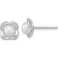 thumbnail image 1 of Sterling Silver Rh-Plated Polished Fwc Pearl Flower Post Earrings (8 X 8) Made In Thailand qe15731, 1 of 5