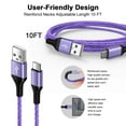 thumbnail image 3 of USB Wall Charger Block, Hootek 2.1A Dual Port USB Charger Block with 2Pack Android Charging Cord Type C Cable USB C Charging Cables 10ft USB Brick Charger Box Fast Charging Block for Samsung, Purple, 3 of 7
