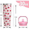 thumbnail image 2 of Strawberry Gifts 30 Oz Tumbler with Top Handle and Flip Straw, Pastel Plaid Stainless Steel Insulated Water Bottle Cup, Cute Fruit Lover Birthday Gifts for Women Girls, 2 of 6