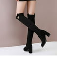 thumbnail image 2 of Oyedens Women's Knee High Boots Black Suede High Heel Pointed Toe over The Knee Tall Boots for Women, 2 of 5
