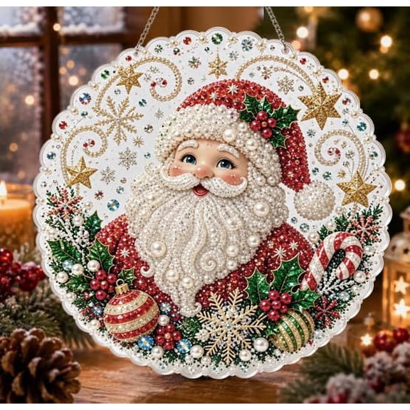 Christmas Pearl Diamond Painting Suncatcher Kit DIY Craft Decor for Adults