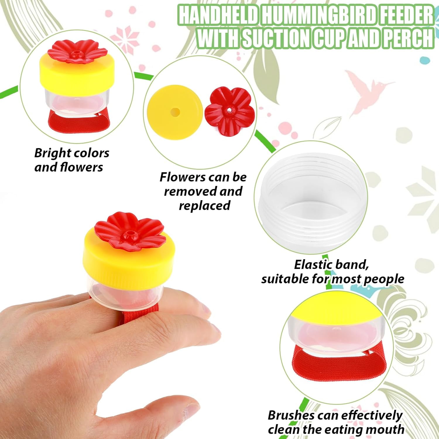 Zaoz 2 Pack Hummingbird Hand Feeder Flower Handheld Hummingbird Feeders Mini Hummingbird Feeder Ring Style Hummingbird Ring Feeder for Outdoors Hand Feeding Tools A418