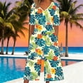 thumbnail image 2 of Edvintorg Womens Romper Fashion Short Sleeve V Neck Jumpsuit One Piece Overalls Causal Wide Leg Pants Army Green S, 2 of 5