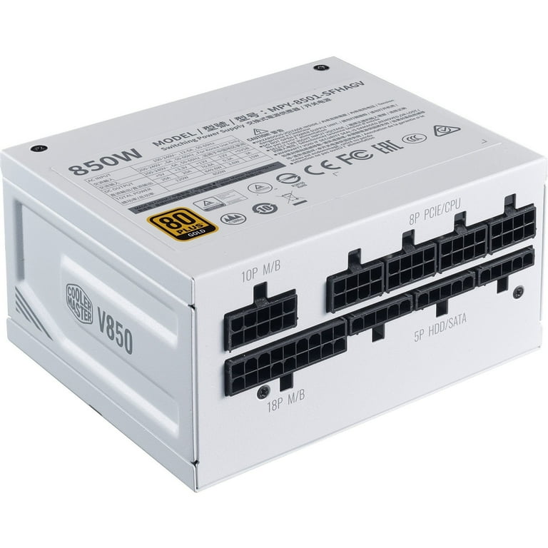 Cooler Master V850 SFX Gold - White Edition Full-Modular 80 Plus Gold SFX Power Supply - SFX, Mini-ITX, E-ATX - 120 V AC, 230 V AC Input - 3.3 V @ 20 Cooler Master V850 SFX Gold - White Edition Full-Modular 80 Plus Gold SFX Power Supply - SFX, Mini-ITX, E-ATX - 120 V AC, 230 V AC Input - 3.3 V @ 20