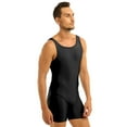 thumbnail image 3 of Yartina Men's Wrestling Singlets Bodysuit Slim Fit Sport Leotard Jumpsuits Athletic Sleeveless Tank Black M, 3 of 7